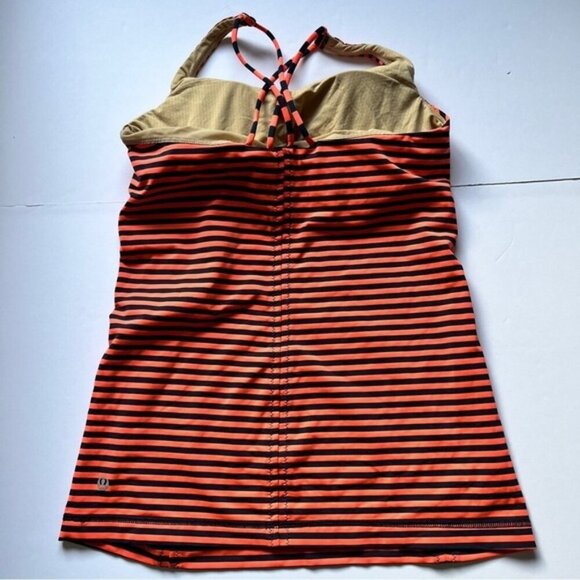 🍄50% Lululemon Tank Top Orange Navy Blue Size 8 - Picture 6 of 15